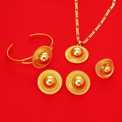 Ethiopian Wedding Jewelry sets Gold Color Ethnic Habesha Traditional Festival Jewellery Africa Women's Jewelry