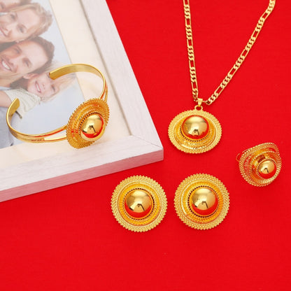 Ethiopian Wedding Jewelry sets Gold Color Ethnic Habesha Traditional Festival Jewellery Africa Women's Jewelry