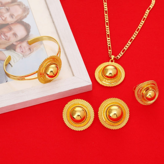 Ethiopian Wedding Jewelry sets Gold Color Ethnic Habesha Traditional Festival Jewellery Africa Women's Jewelry