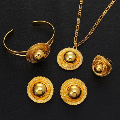 Ethiopian Wedding Jewelry sets Gold Color Ethnic Habesha Traditional Festival Jewellery Africa Women's Jewelry