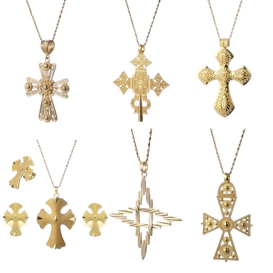 Large Cross Ethiopian Eritrean Big Pendant Chain Necklaces Traditional Ornaments Habesha Jewelry