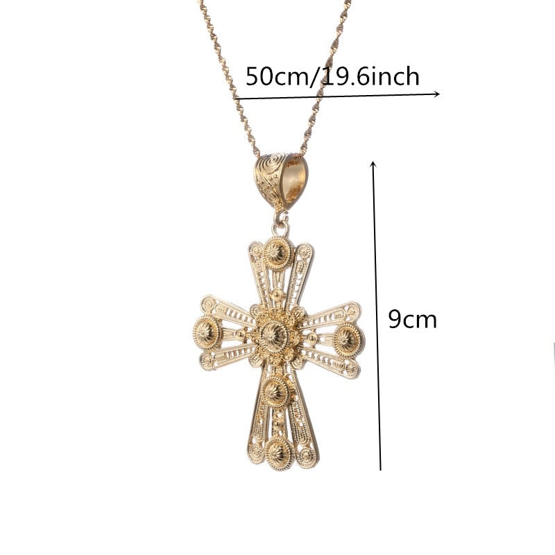 Large Cross Ethiopian Eritrean Big Pendant Chain Necklaces Traditional Ornaments Habesha Jewelry