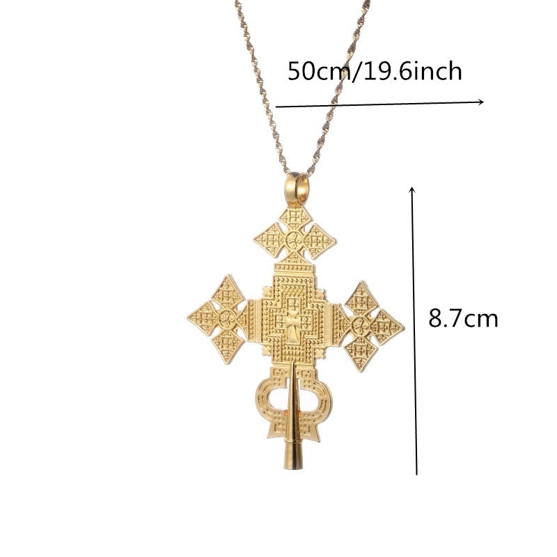 Large Cross Ethiopian Eritrean Big Pendant Chain Necklaces Traditional Ornaments Habesha Jewelry